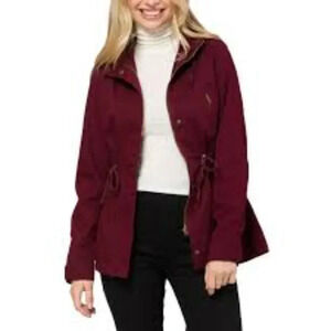 NWOT Ambience Burgundy military zip up jacket size Large